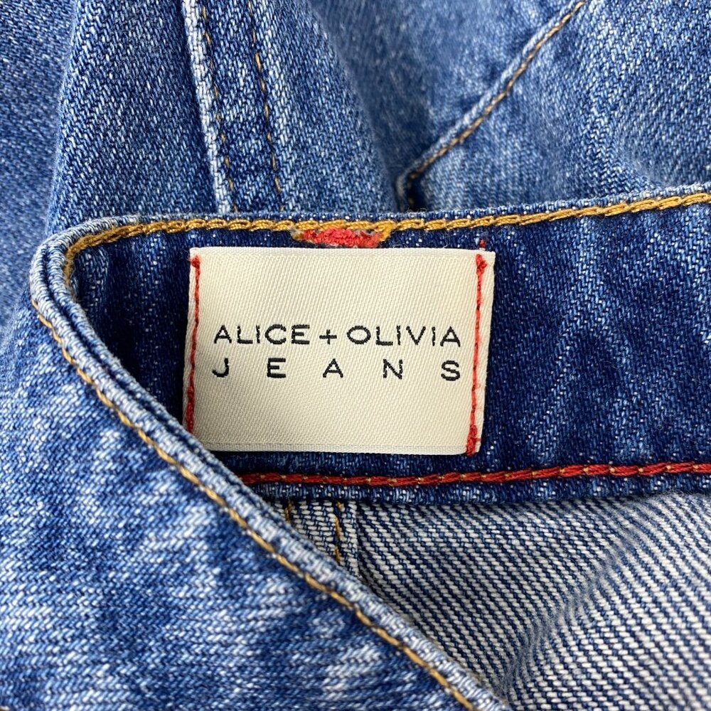 Alice + Olivia Donella High Low Blue Denim Skirt 25 - Picture 10 of 14
